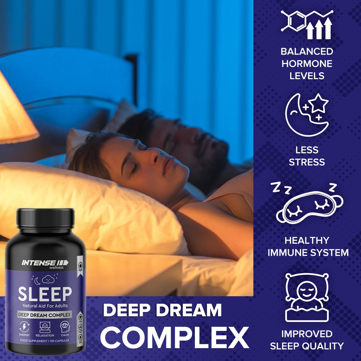 Intense Wellness Natural Night Complex - Sleep Blend for Relaxationβ 120 Capsule - Intense Wellness