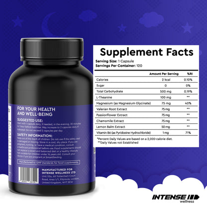 Intense Wellness Natural Night Complex - Sleep Blend for Relaxation– 120 Capsule