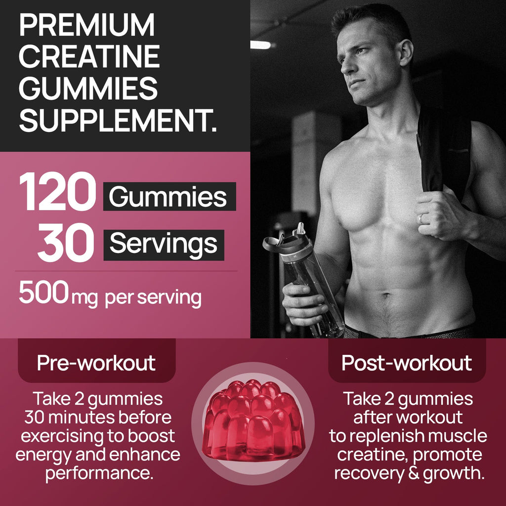 Creatine Gummies 5000mg Strawberry Flavour - Intense Wellness