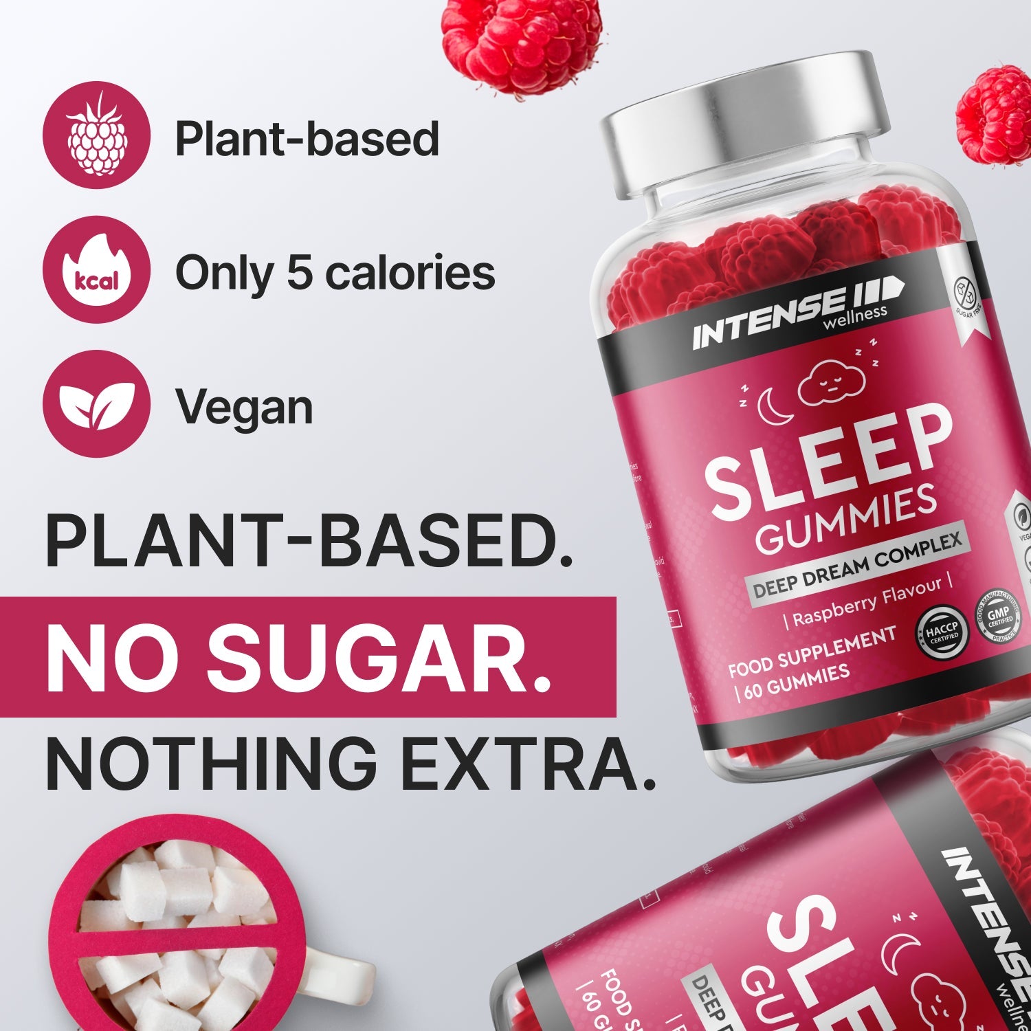 Sleep Gummies Raspberry Flavour - 60 Count - Intense Wellness