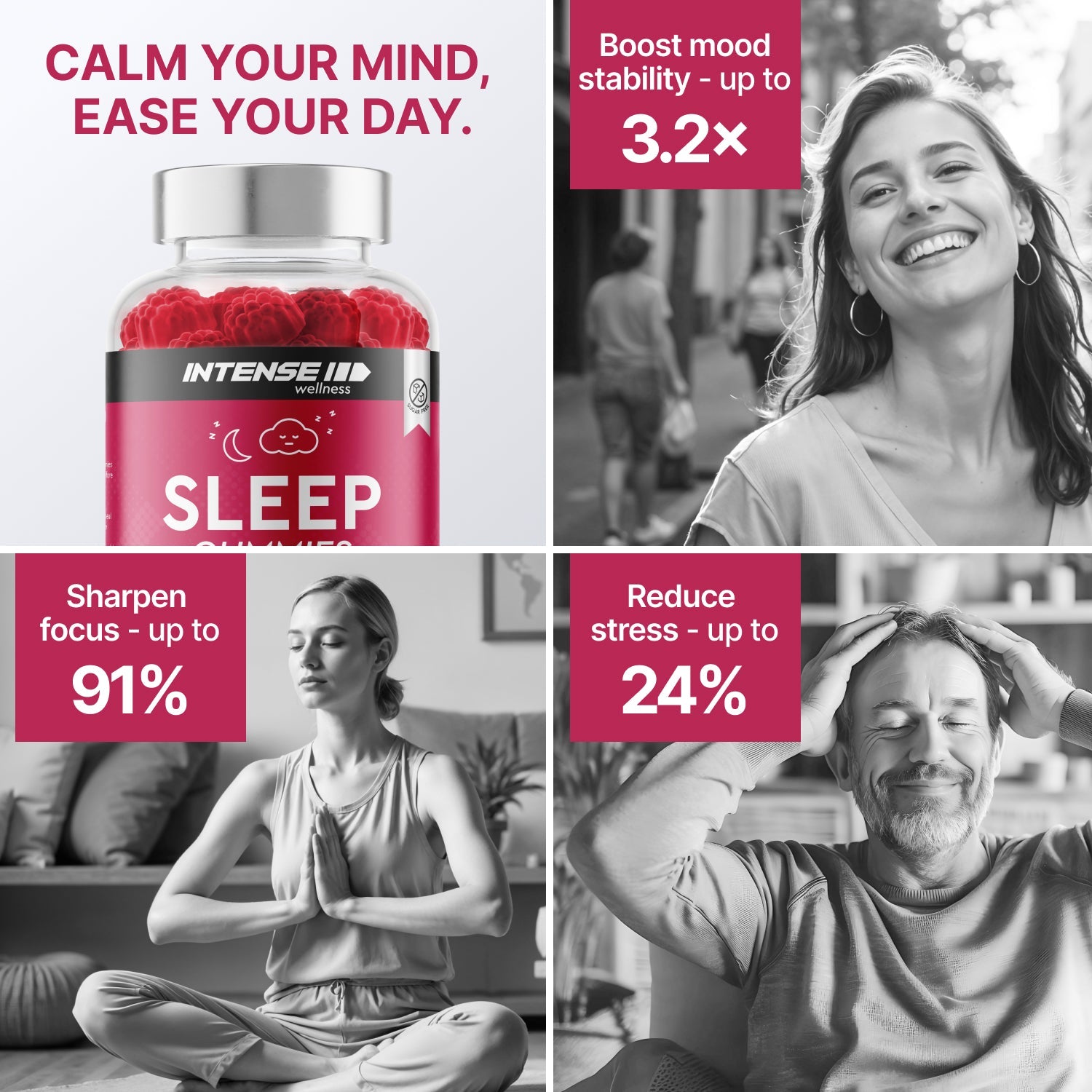 Sleep Gummies Raspberry Flavour - 60 Count - Intense Wellness