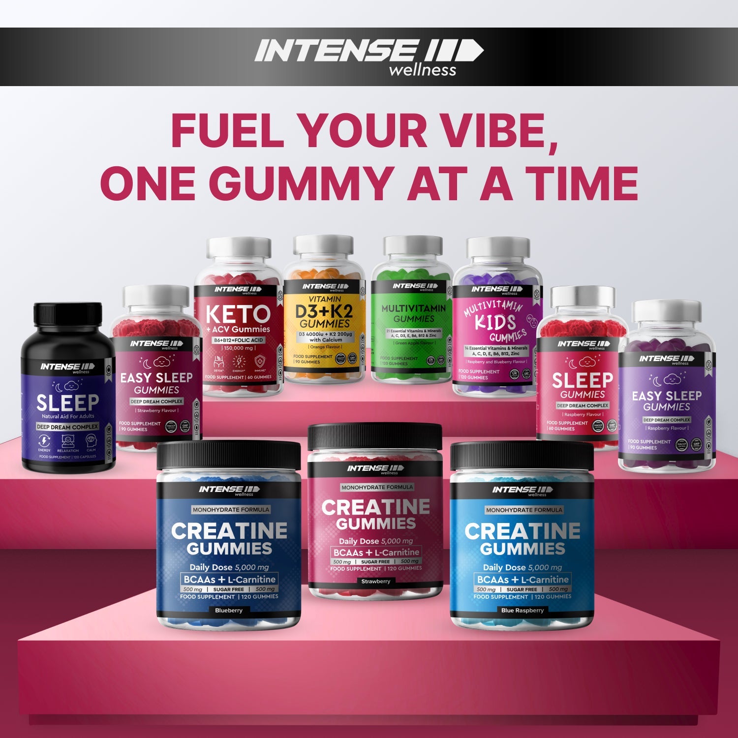 Sleep Gummies Raspberry Flavour - 60 Count - Intense Wellness